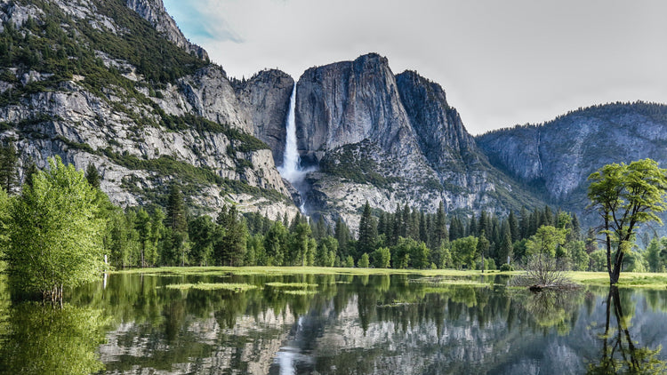 Yosemite National Park and a waterfall