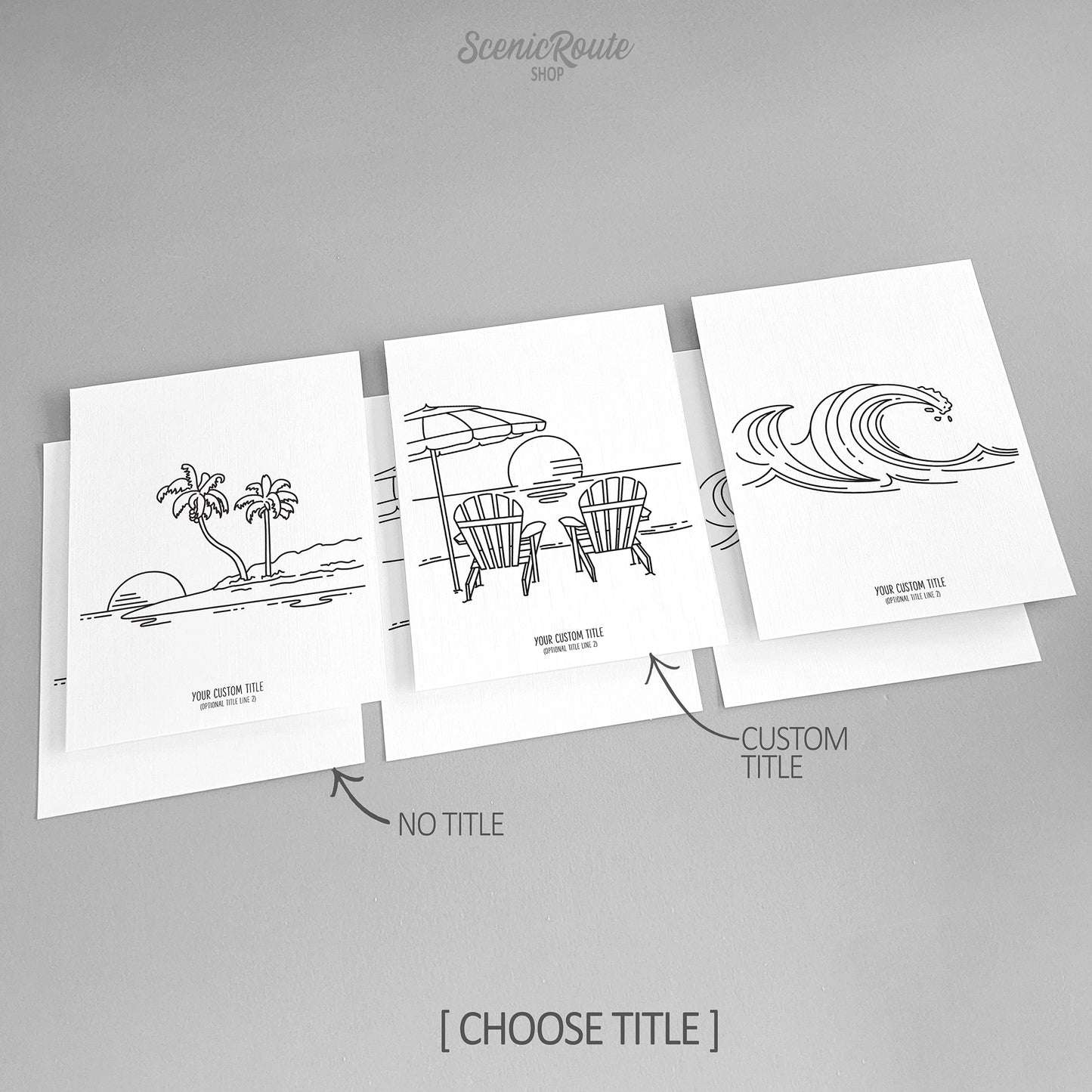 A Day at the Beach (Set of 3 Art Prints)