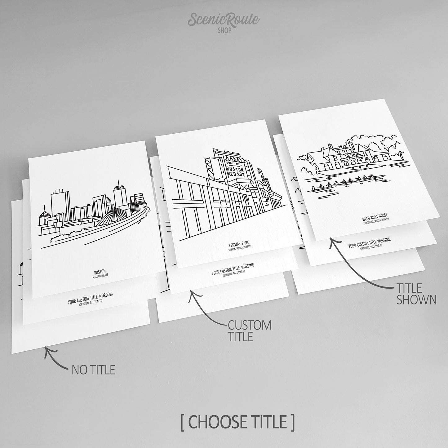 Boston Massachusetts (Set of 3 Art Prints)