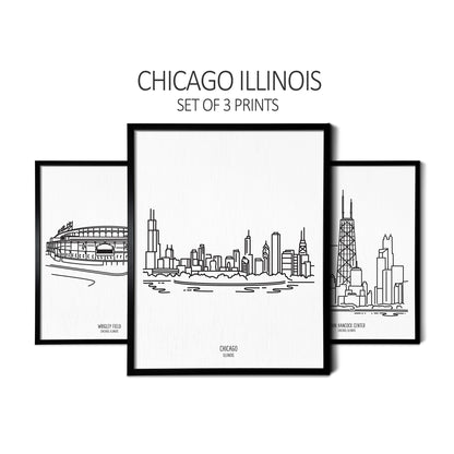 Chicago Illinois (Set of 3 Art Prints)