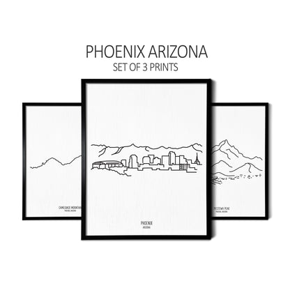 Phoenix Arizona (Set of 3 Art Prints)