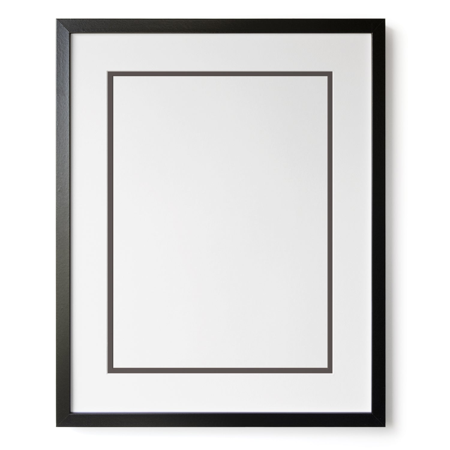 A thin black frame with a double mat