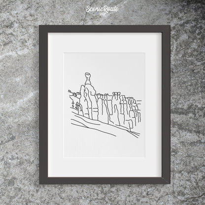 A framed line art drawing of Bryce Canyon National Park