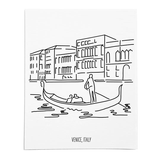 An art print featuring a line drawing of the Grand Canal on white linen paper