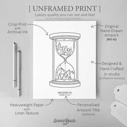 Adventure Hourglass Art Print