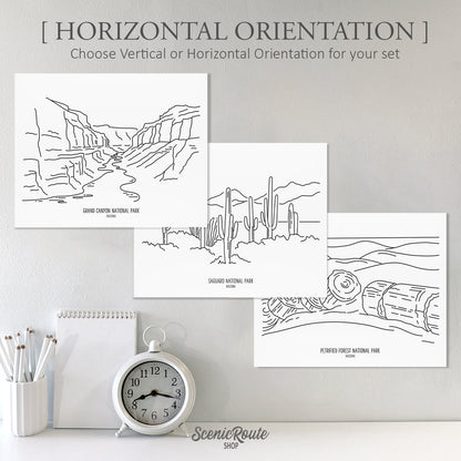 Arizona National Parks (Set of 3 Art Prints)