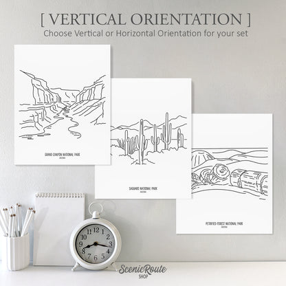 Arizona National Parks (Set of 3 Art Prints)