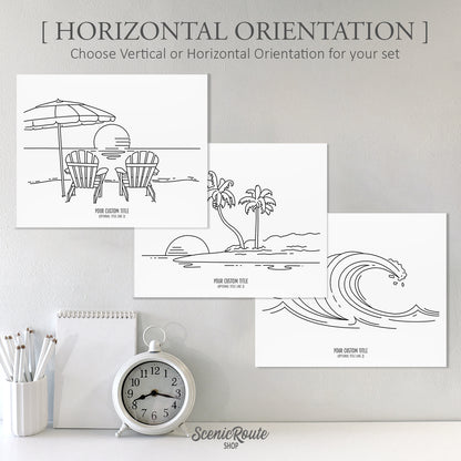 A Day at the Beach (Set of 3 Art Prints)