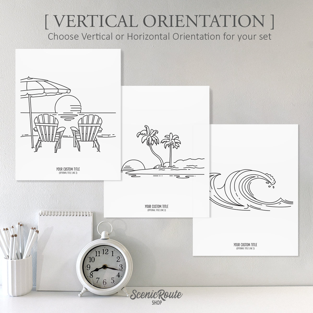 A Day at the Beach (Set of 3 Art Prints)