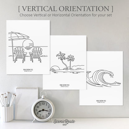 A Day at the Beach (Set of 3 Art Prints)
