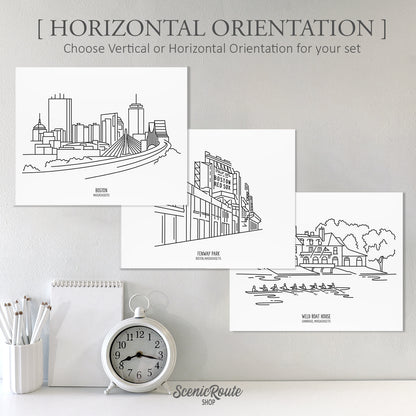Boston Massachusetts (Set of 3 Art Prints)