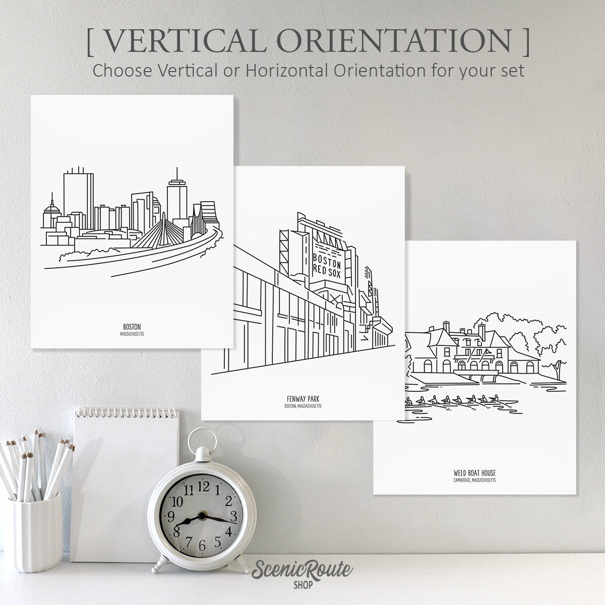 Boston Massachusetts (Set of 3 Art Prints)