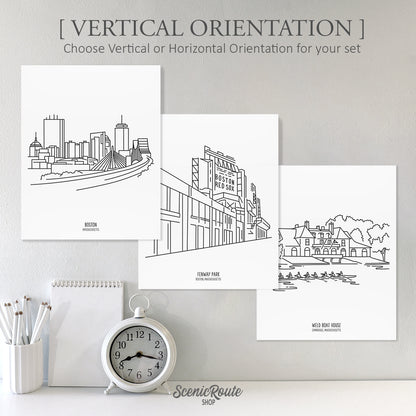 Boston Massachusetts (Set of 3 Art Prints)