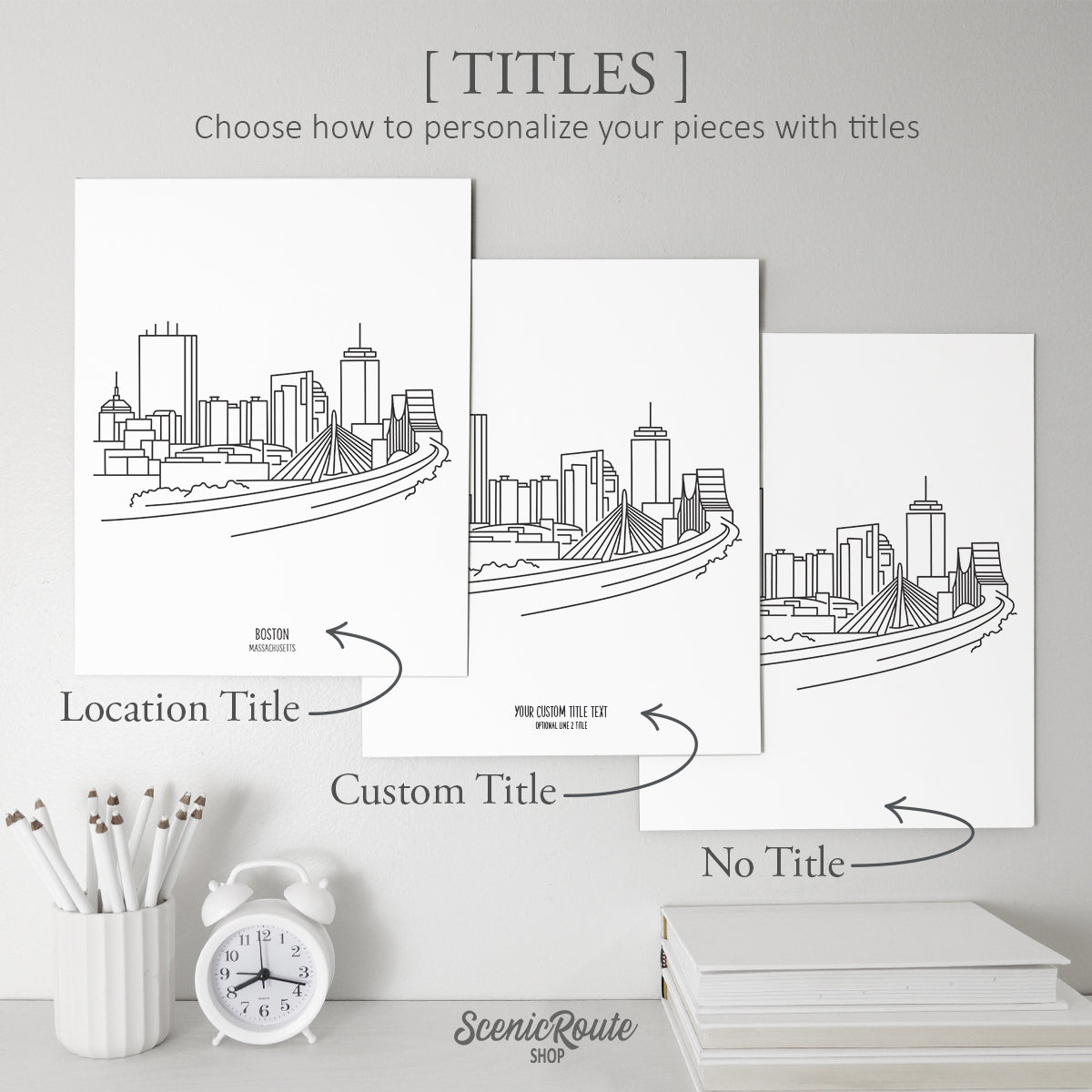 Boston Massachusetts (Set of 3 Art Prints)