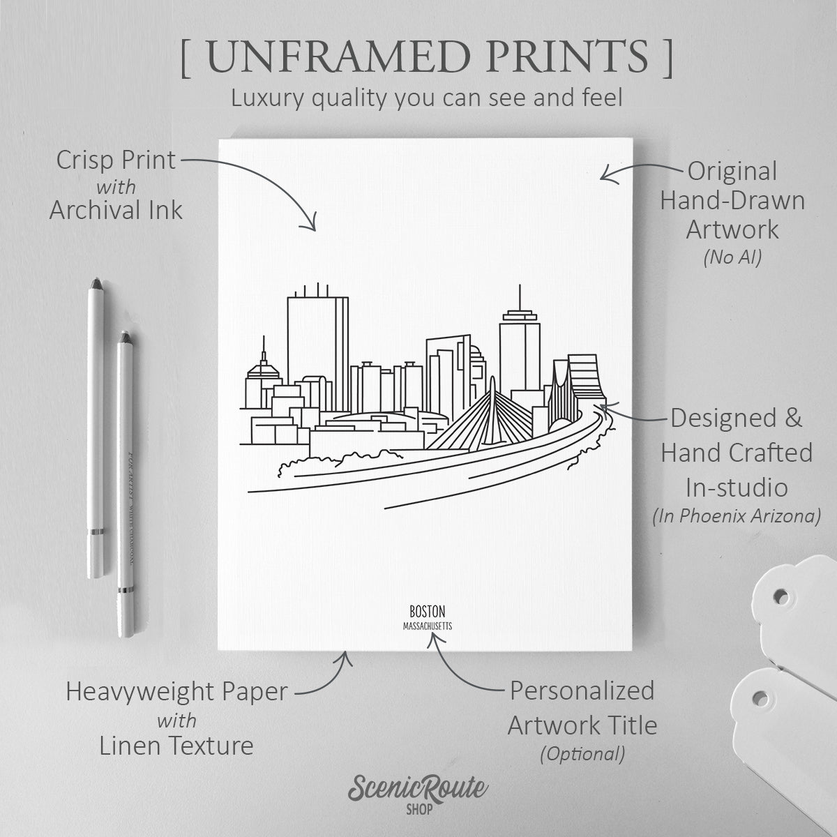 Boston Massachusetts (Set of 3 Art Prints)