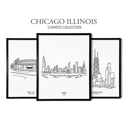 Chicago Illinois (Set of 3 Art Prints)