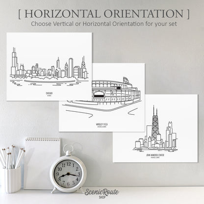 Chicago Illinois (Set of 3 Art Prints)