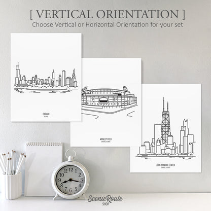 Chicago Illinois (Set of 3 Art Prints)