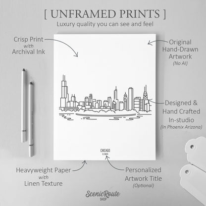 Chicago Illinois (Set of 3 Art Prints)