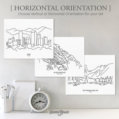Denver Colorado (Set of 3 Art Prints)