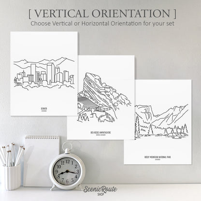 Denver Colorado (Set of 3 Art Prints)