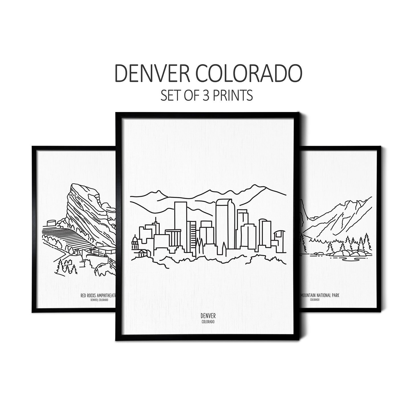 Denver Colorado (Set of 3 Art Prints)