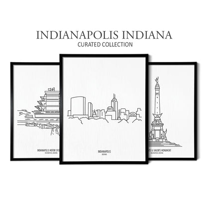 Indianapolis Indiana (Set of 3 Art Prints)