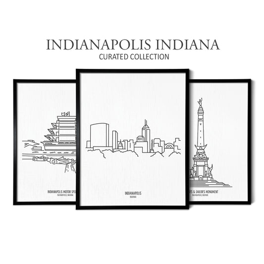 Indianapolis Indiana (Set of 3 Art Prints)