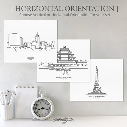 Indianapolis Indiana (Set of 3 Art Prints)