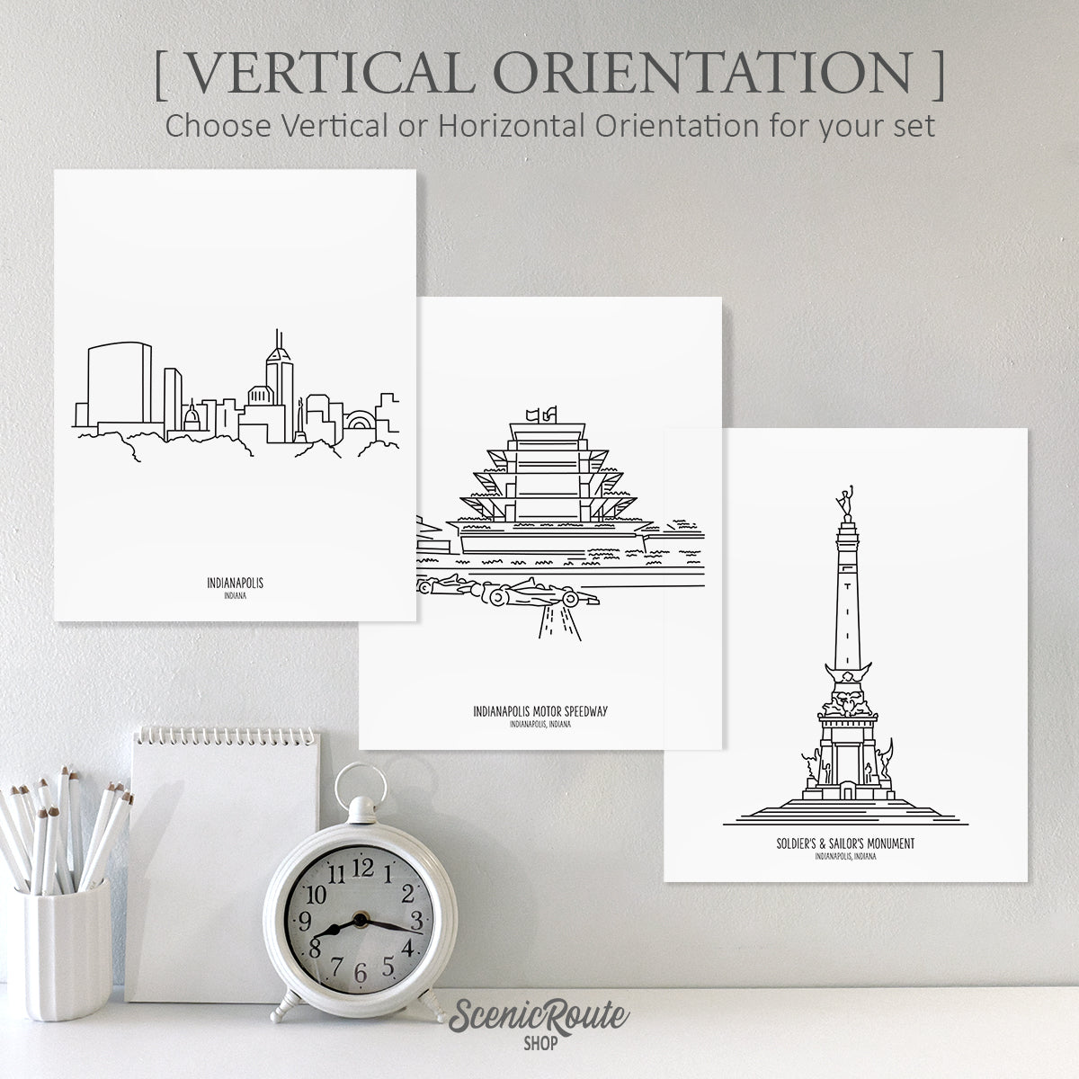 Indianapolis Indiana (Set of 3 Art Prints)