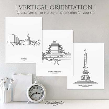 Indianapolis Indiana (Set of 3 Art Prints)