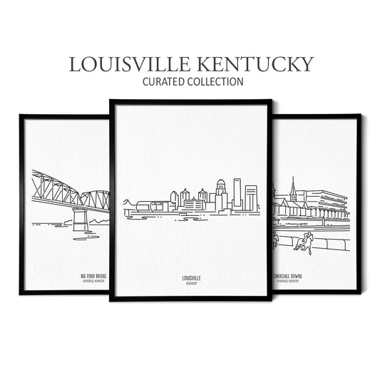 Louisville Kentucky (Set of 3 Art Prints)