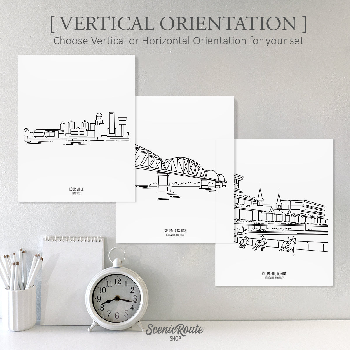 Louisville Kentucky (Set of 3 Art Prints)
