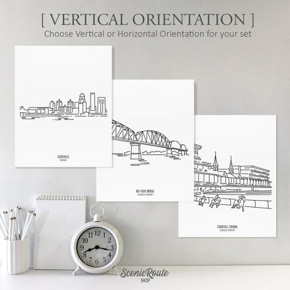 Louisville Kentucky (Set of 3 Art Prints)