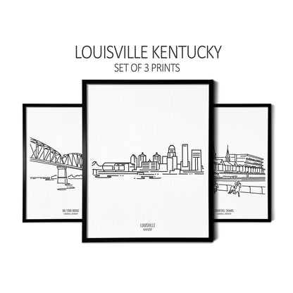 Louisville Kentucky (Set of 3 Art Prints)