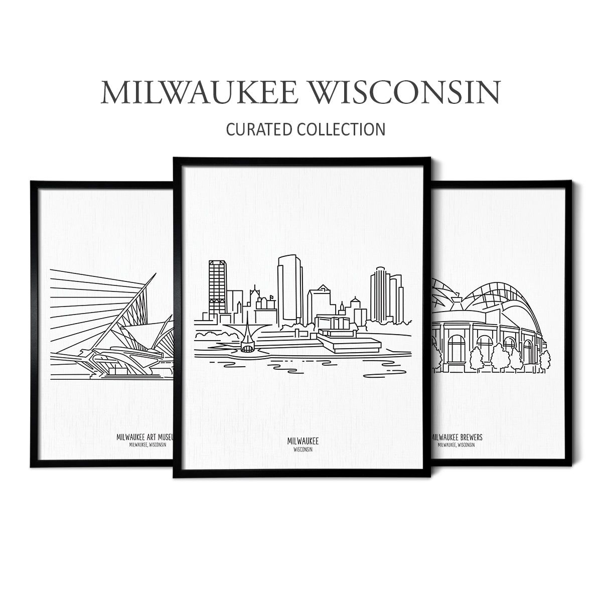 Milwaukee Wisconsin (Set of 3 Art Prints)