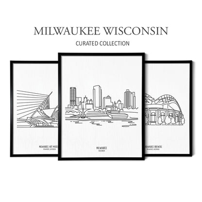 Milwaukee Wisconsin (Set of 3 Art Prints)