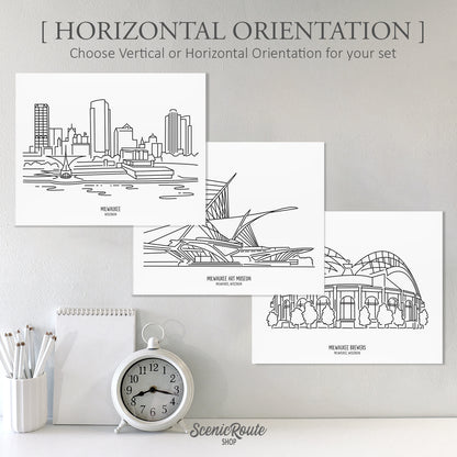 Milwaukee Wisconsin (Set of 3 Art Prints)