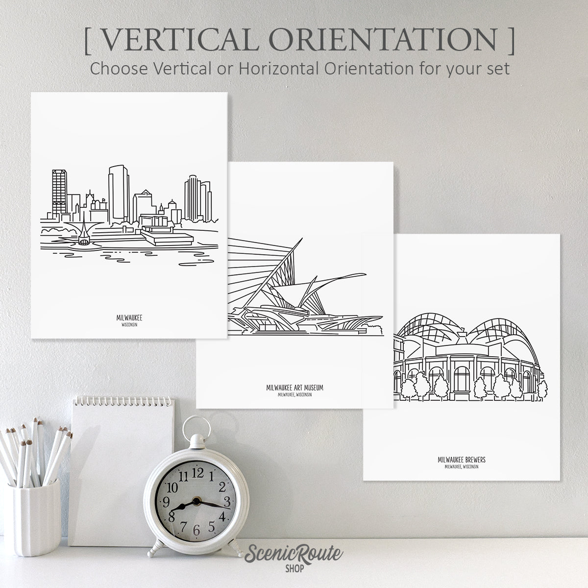 Milwaukee Wisconsin (Set of 3 Art Prints)