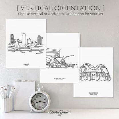 Milwaukee Wisconsin (Set of 3 Art Prints)