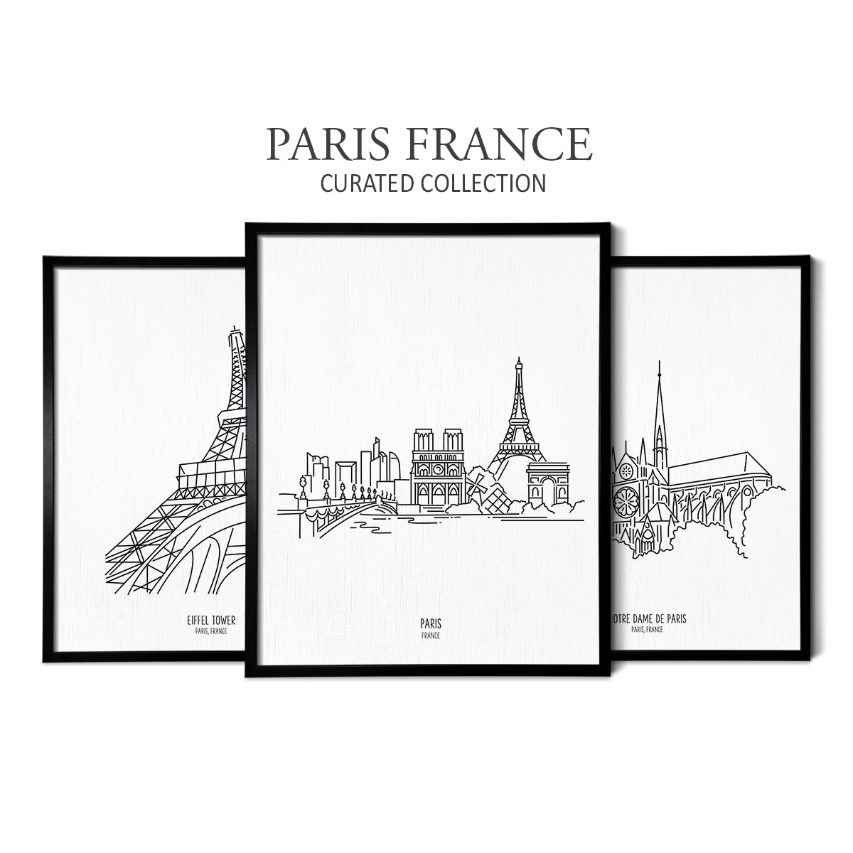 Paris France (Set of 3 Art Prints)