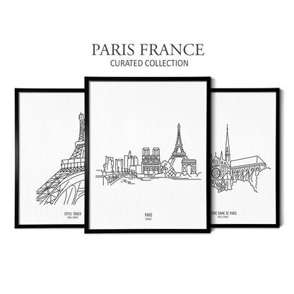 Paris France (Set of 3 Art Prints)