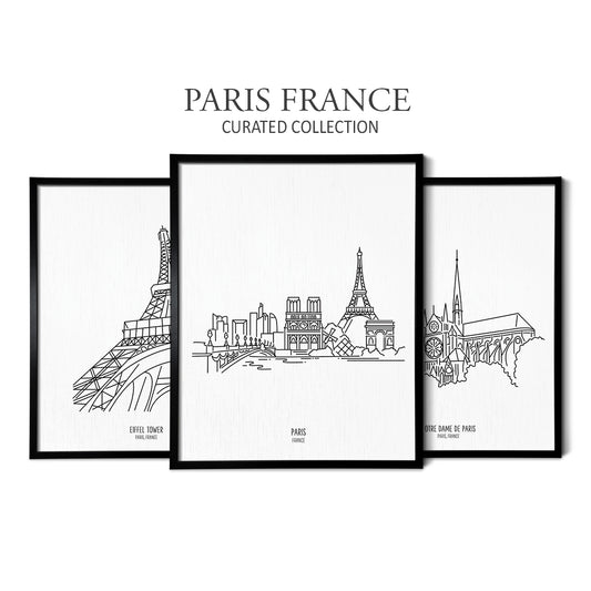 Paris France (Set of 3 Art Prints)