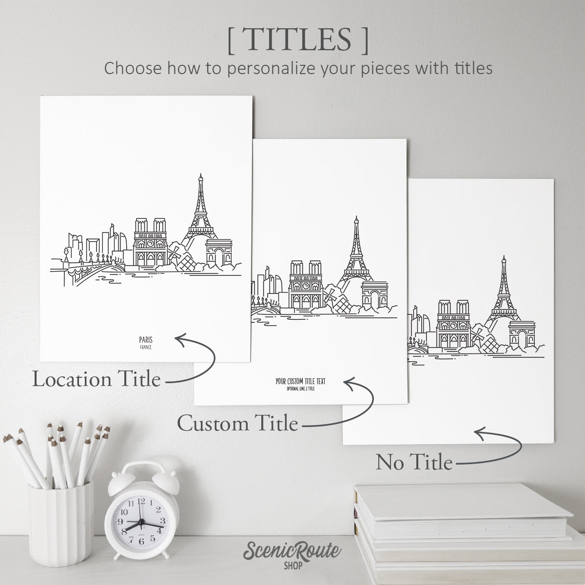 Paris France (Set of 3 Art Prints)