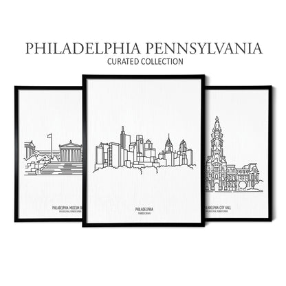 Philadelphia Pennsylvania (Set of 3 Art Prints)