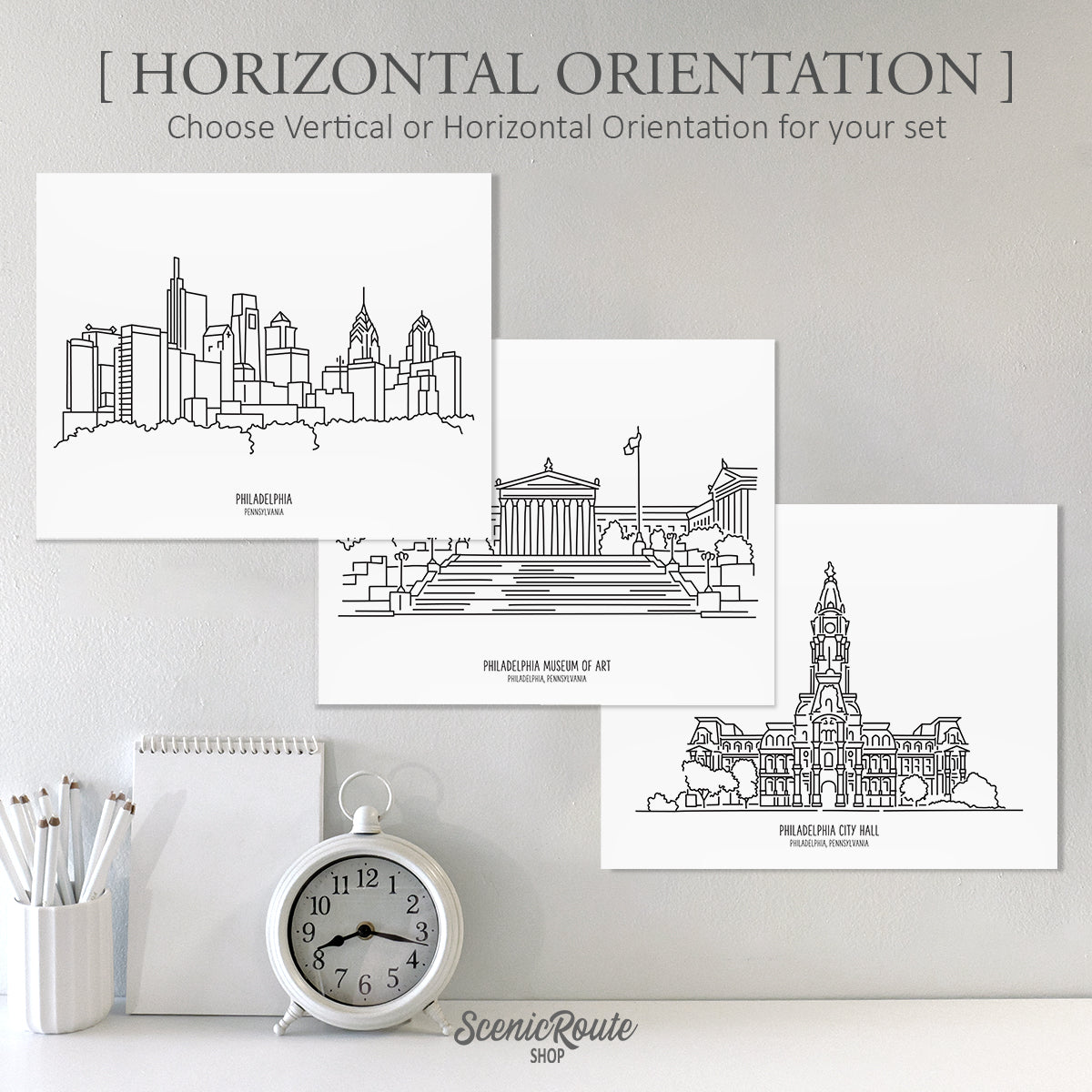 Philadelphia Pennsylvania (Set of 3 Art Prints)