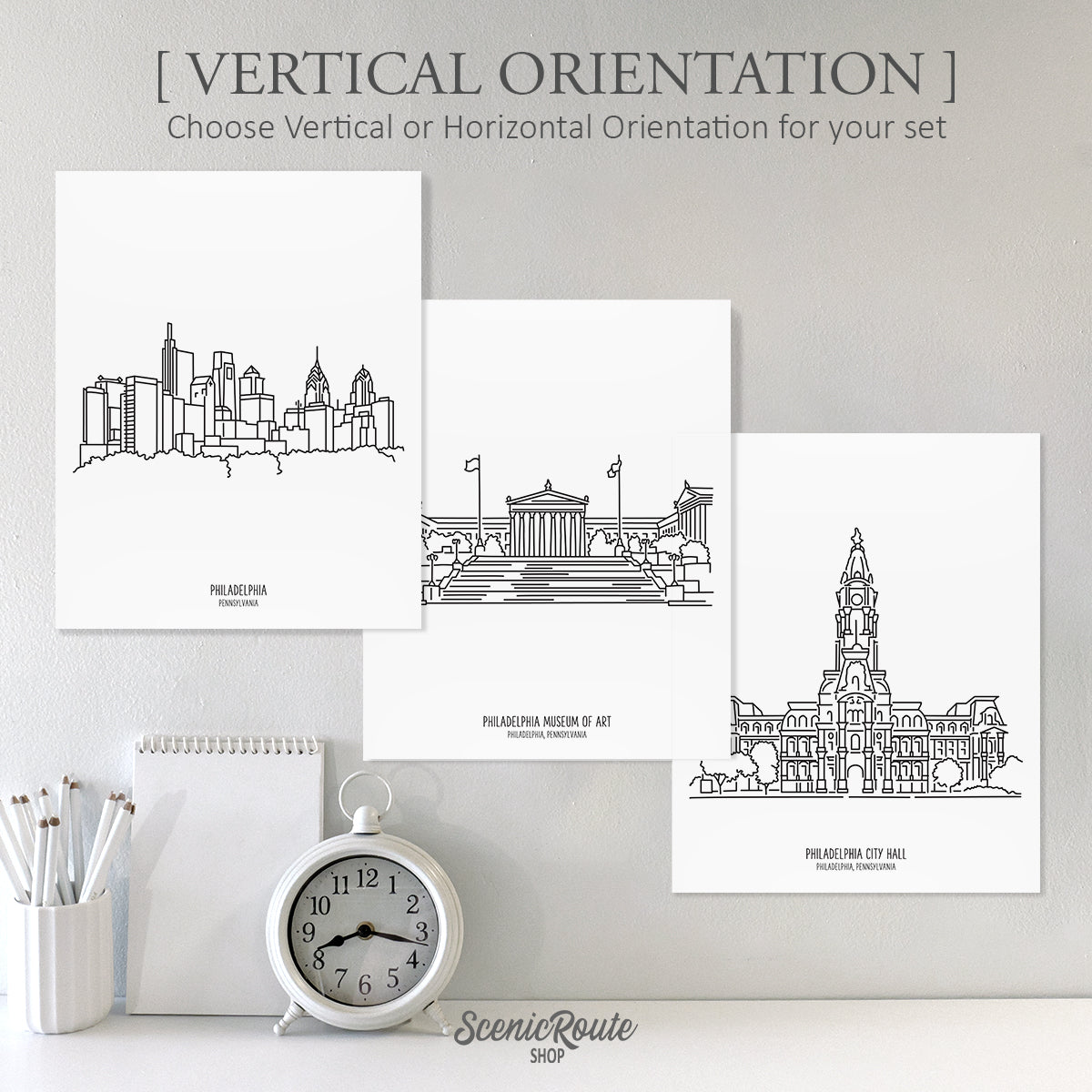 Philadelphia Pennsylvania (Set of 3 Art Prints)