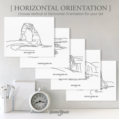 Utah National Parks (Set of 5 Art Prints)