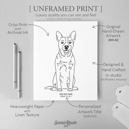 Australian Cattle Dog Art Print (Blue Heeler / Red Heeler / Queensland Heeler)