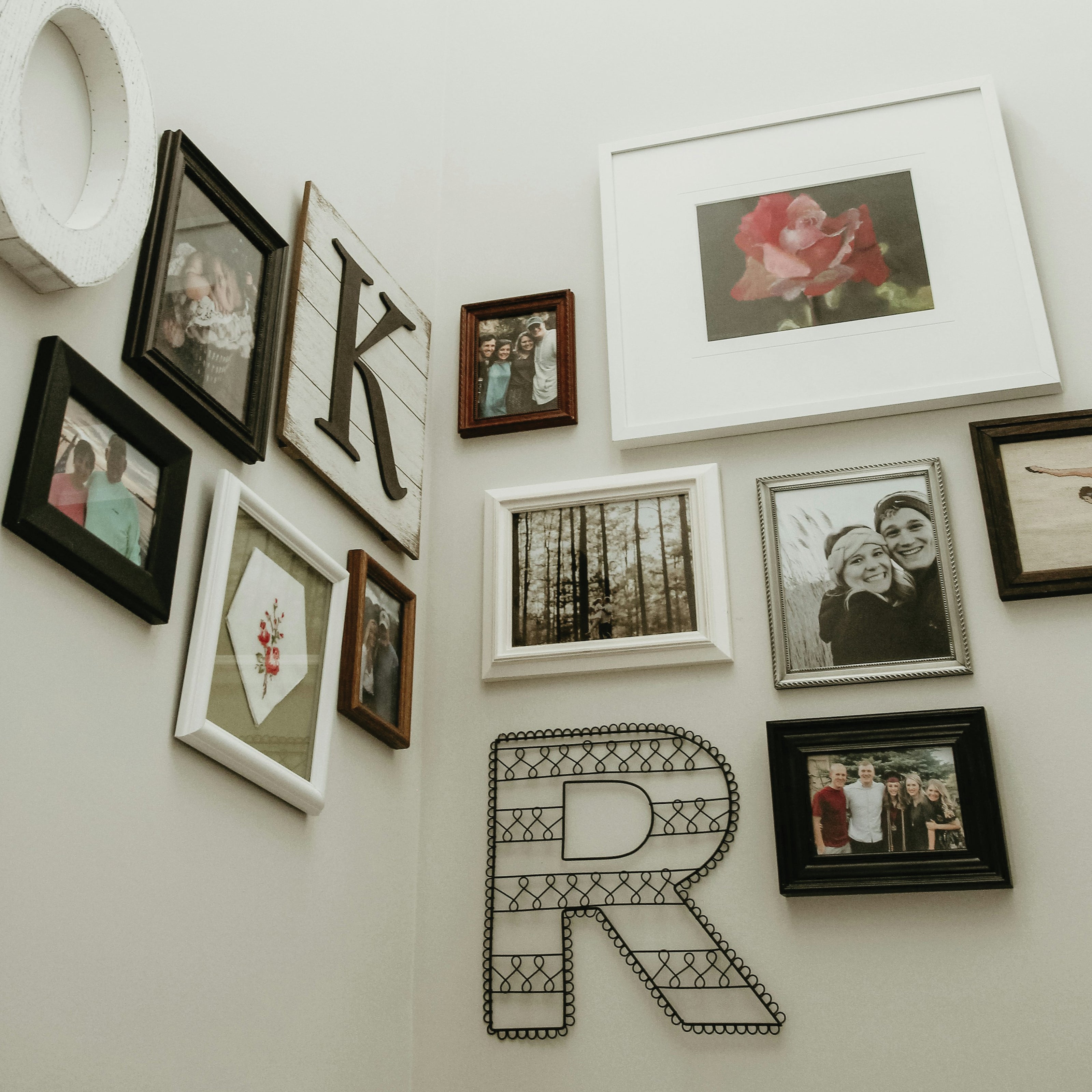 a gallery wall with various frames